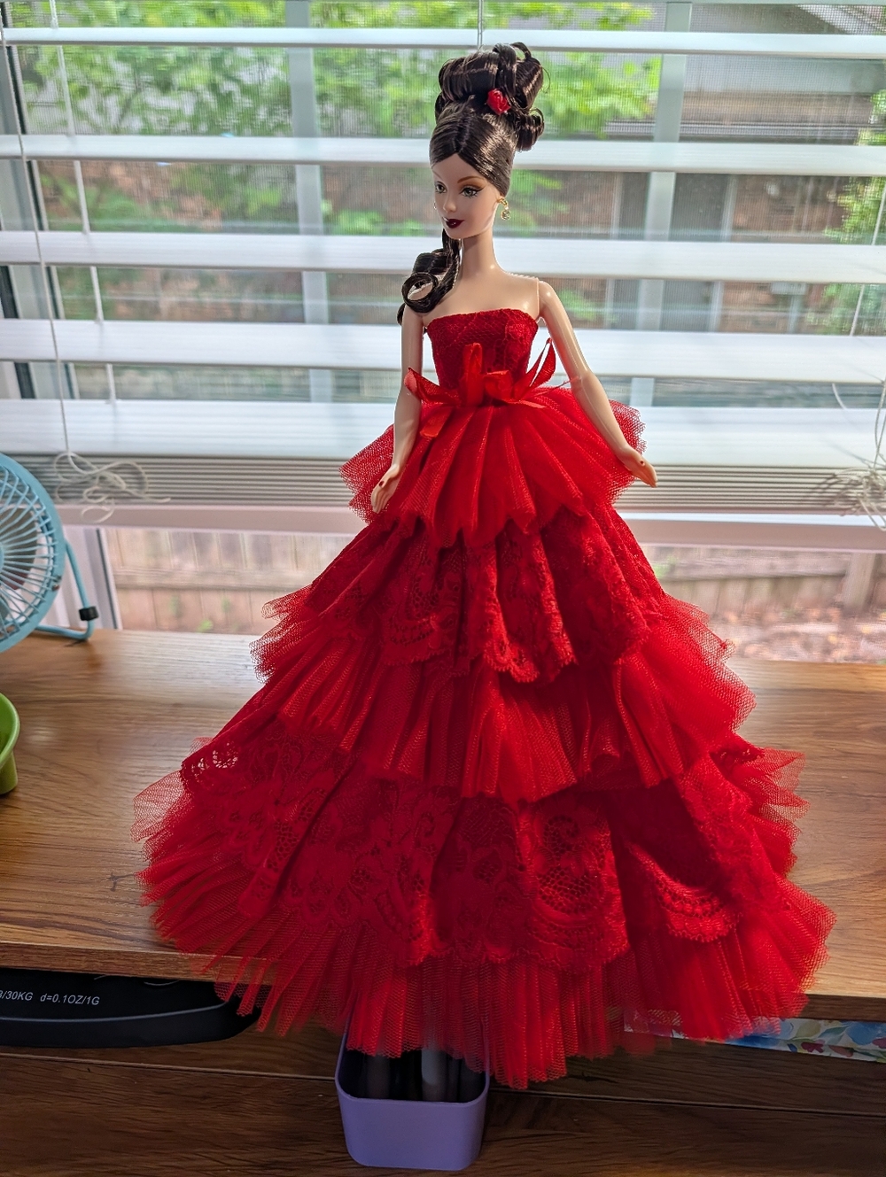 Vintage The Rose Barbie Restyled Red Ruffle Gown - Picture 6 of 10